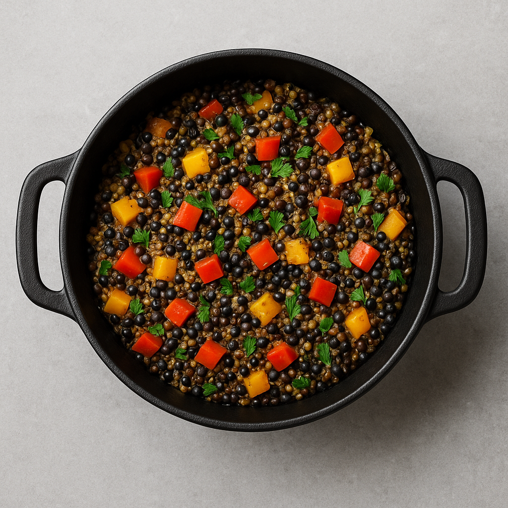Lentils with Quinoa and Bell Peppers