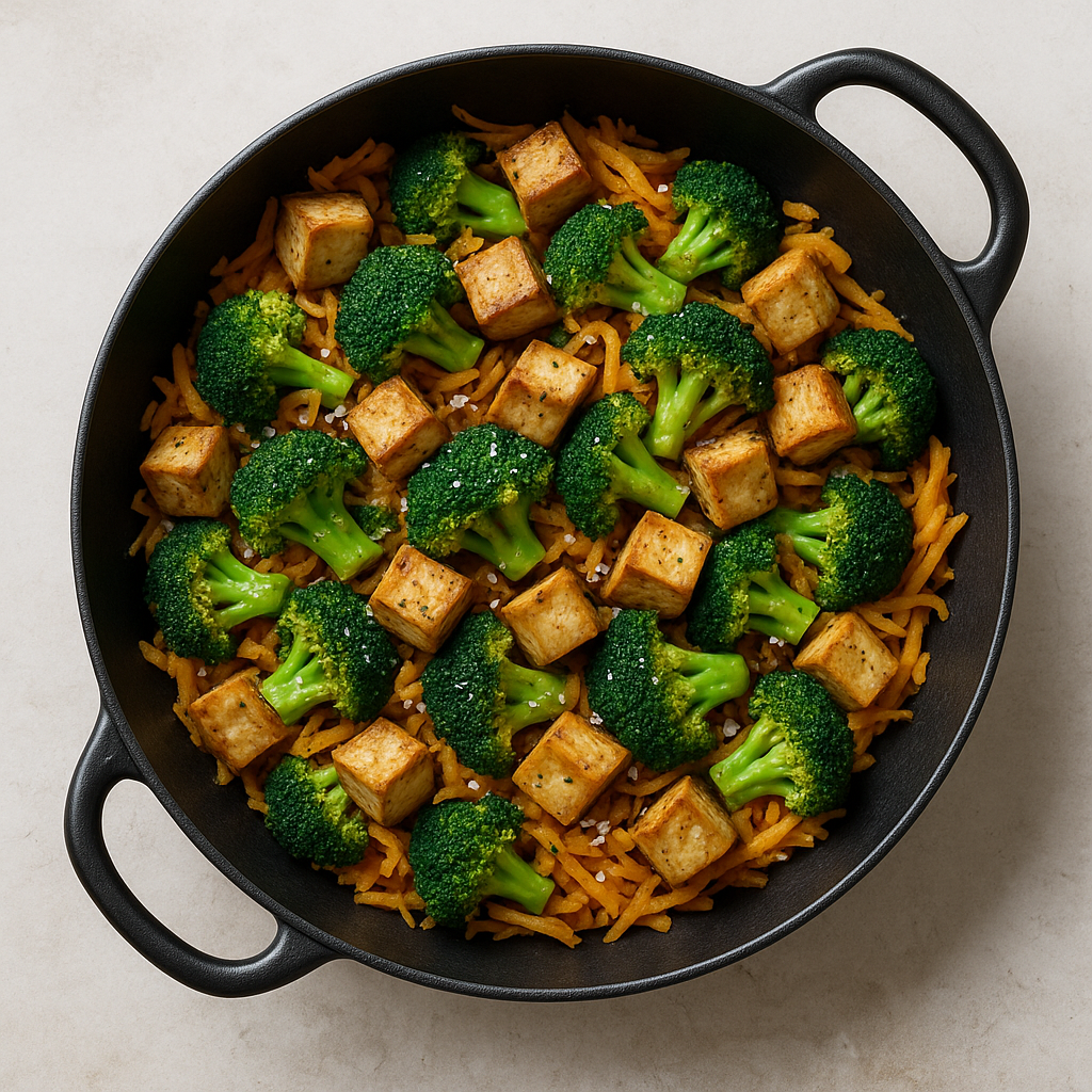 Fried Tofu with Broccoli and Pumpkin