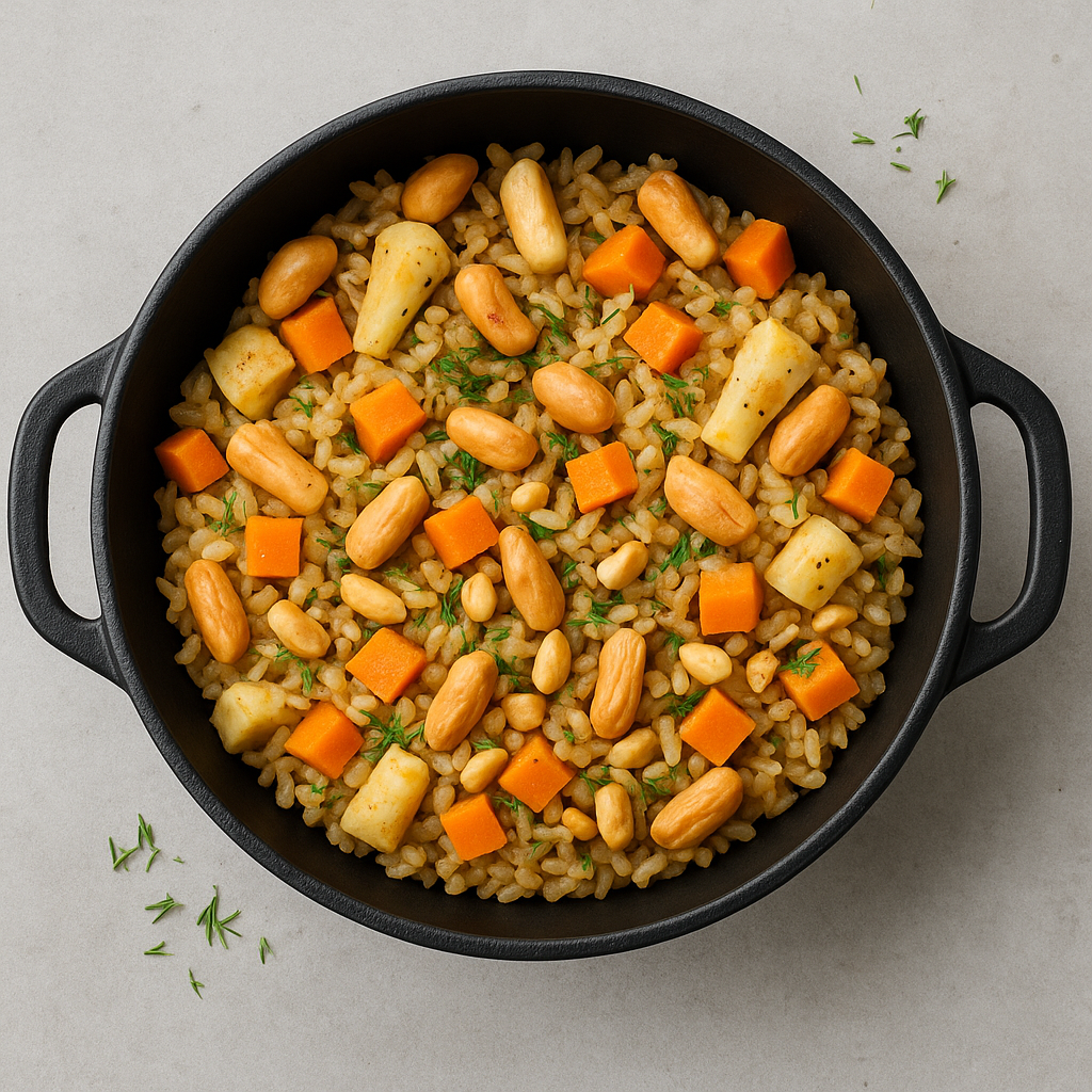 Rice Pan with Carrots and Peanuts