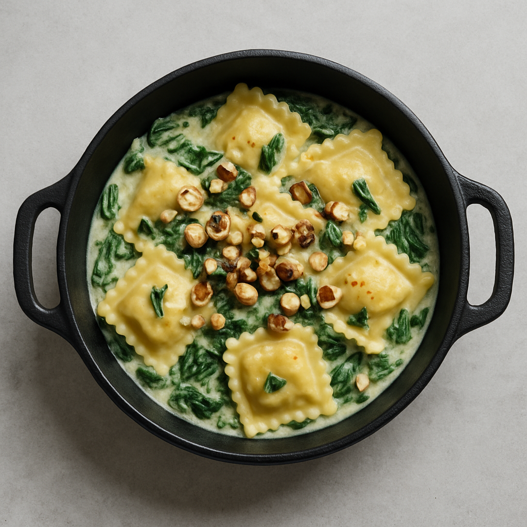 Ravioli with Spinach and Hazelnuts